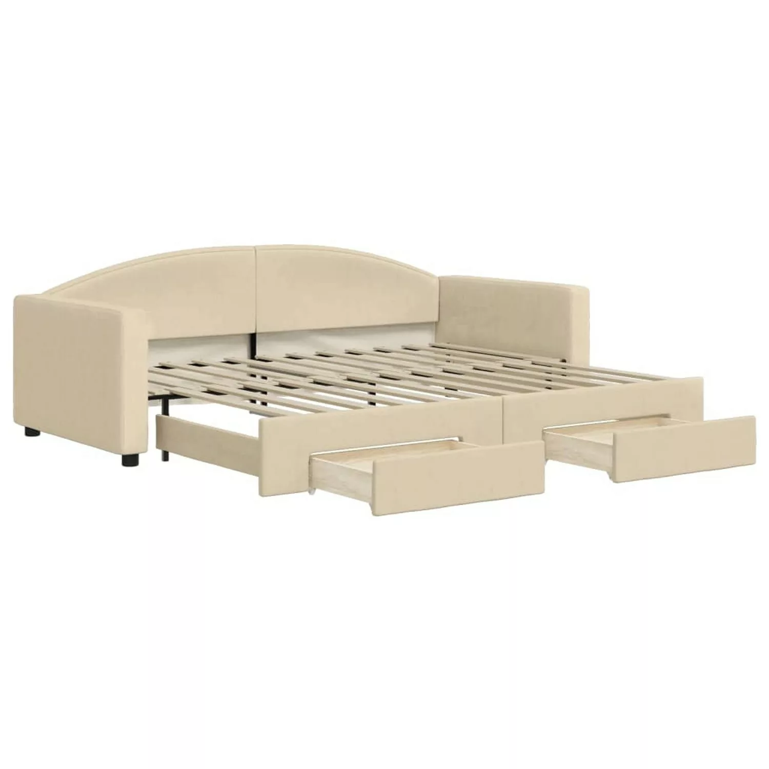 vidaXL Tagesbett Ausziehbar mit Schubladen Creme 90x200 cm Stoff1898679 günstig online kaufen