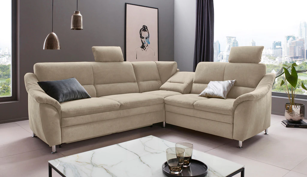 Places of Style Ecksofa Cardoso L-Form, Federkern, wahlweise mit Bett, Schu günstig online kaufen