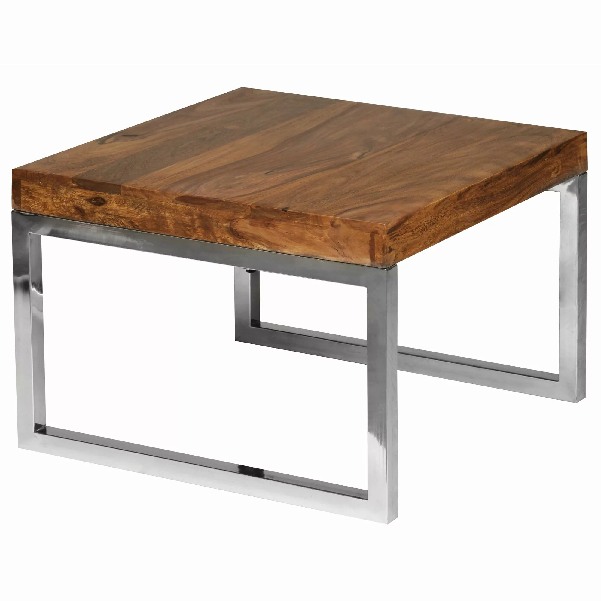 Beistelltisch GUNA Massiv-Holz Sheesham Wohnzimmer-Tisch Metallgestell Land günstig online kaufen