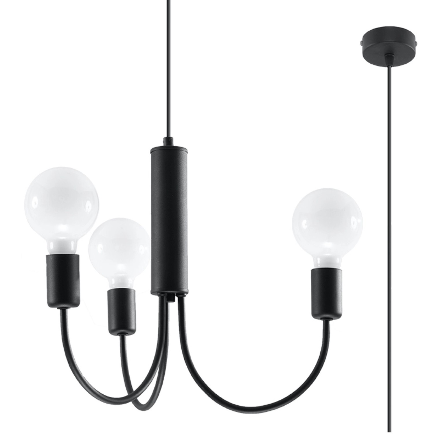 Sollux Lighting Kronleuchter Piccolo3 Schwarz günstig online kaufen