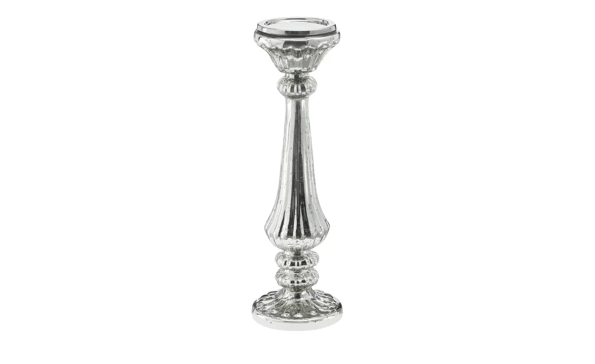 HOME STORY Kerzenständer ¦ silber ¦ Glas , Eisen ¦ Maße (cm): H: 42  Ø: 13 günstig online kaufen