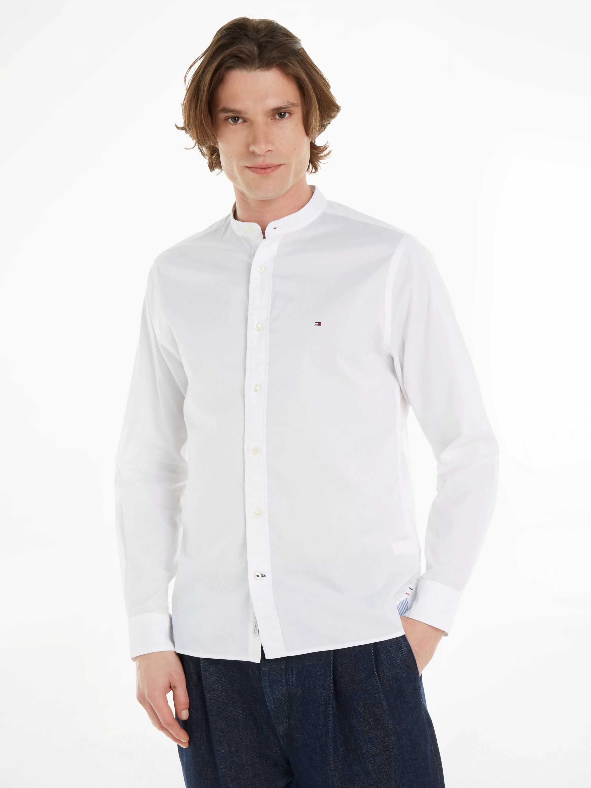 Tommy Hilfiger Langarmhemd NATURAL SOFT SOLID MAO RF SHIRT mit Tommy Hilfig günstig online kaufen