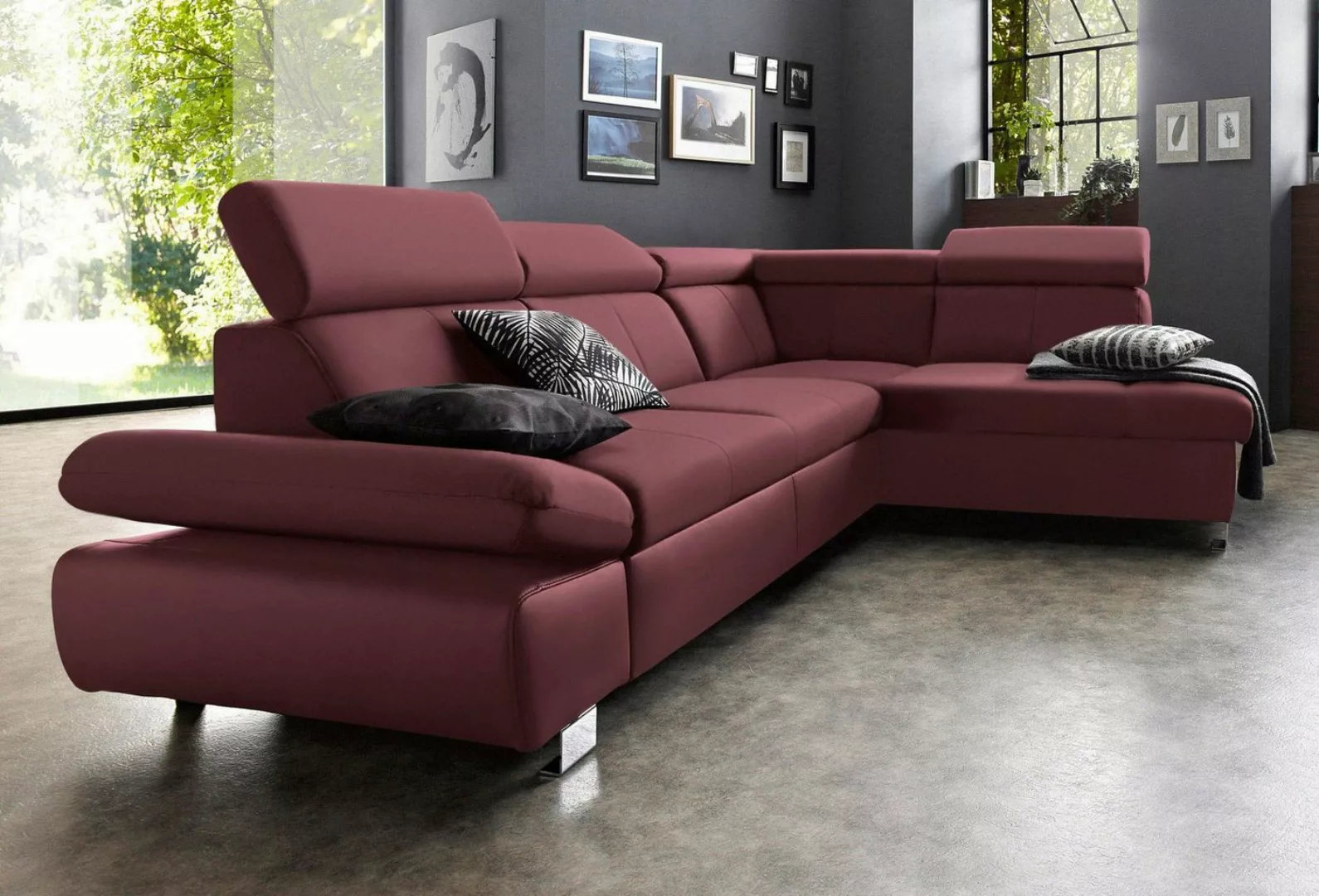 exxpo - sofa fashion Ecksofa Happy, modern und bequem, L-Form, inkl. Kopfte günstig online kaufen