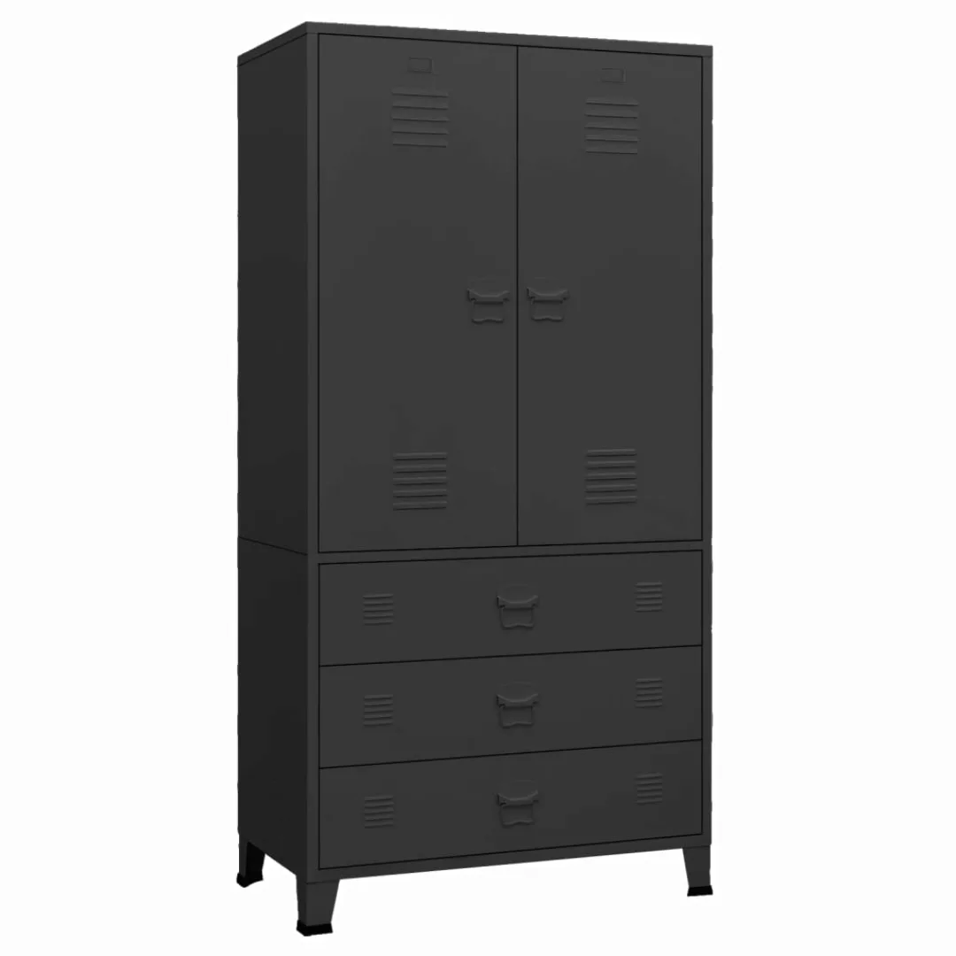 Industrial Kleiderschrank Schwarz 90x50x180 Cm Metall günstig online kaufen