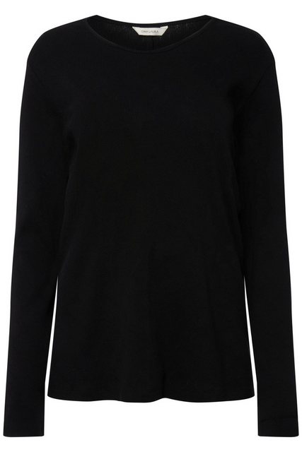 Gina Laura Longsleeve Shirt Ajour-Rippjersey tailliert Rundhals Langarm günstig online kaufen