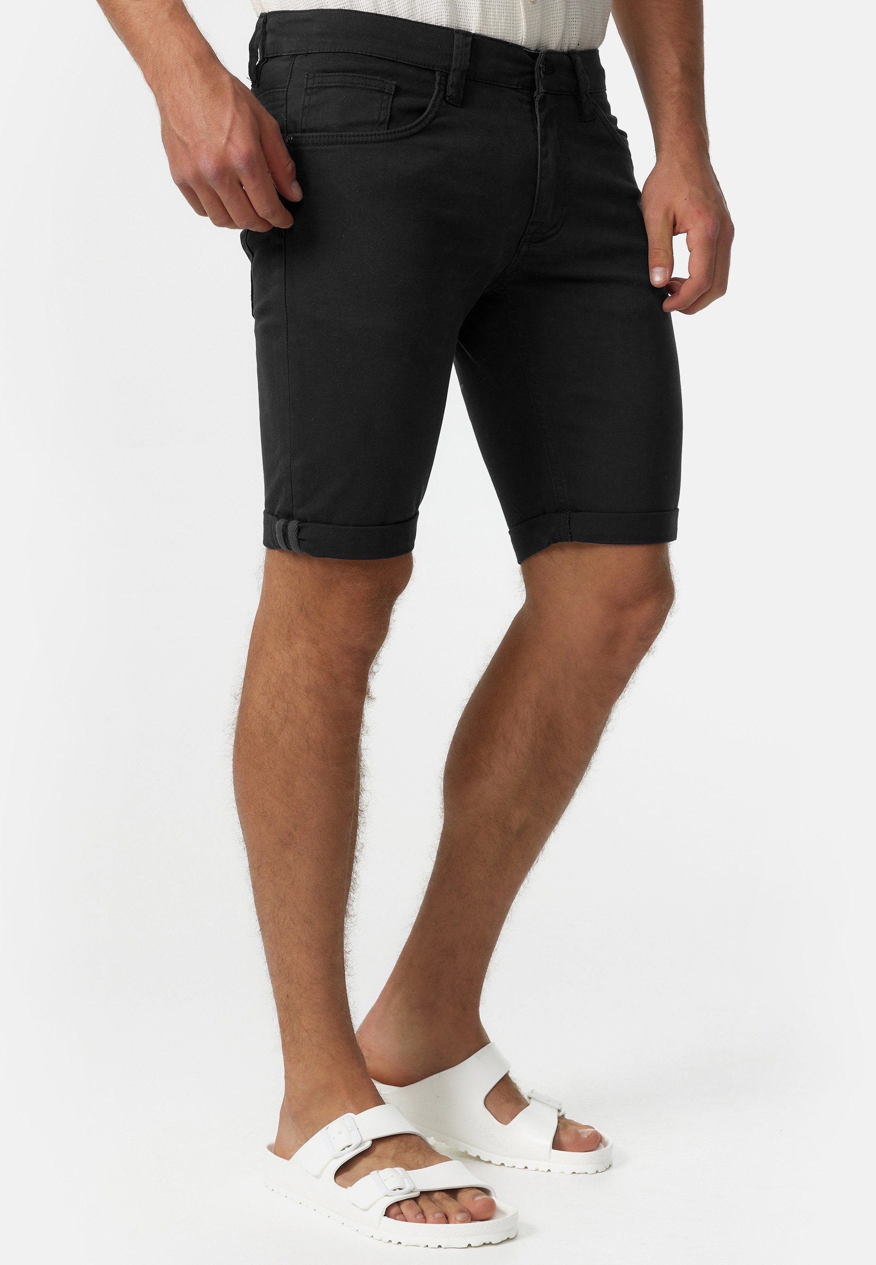 Indicode Jeansshorts Villeurbanne aus elastischer Bauwoll-Qualität günstig online kaufen