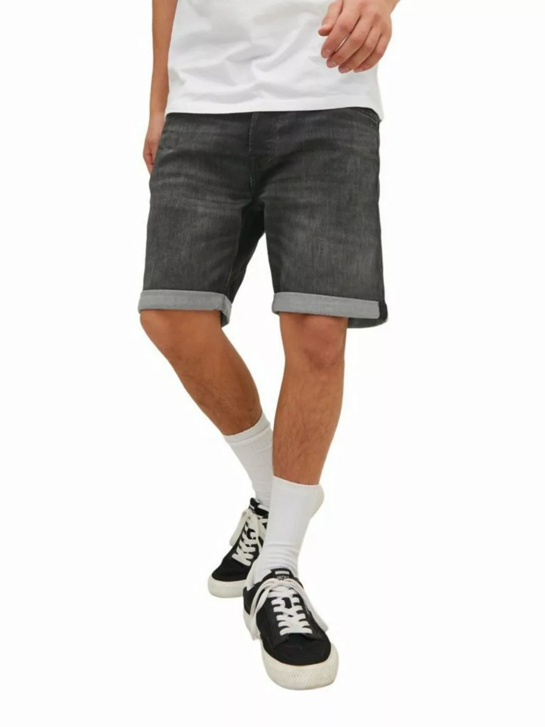 Jack & Jones Herren Jeans Short JJIRICK JJICON GE 612- Regular Fit - Schwar günstig online kaufen