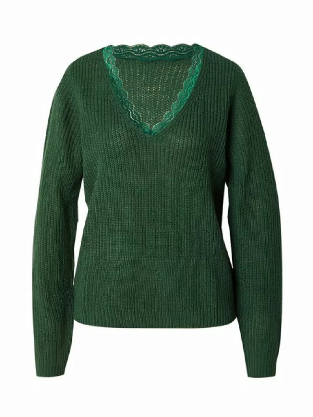 Vila Strickpullover Legerer Pullover mit Spitzen Design Grob Strick Sweater günstig online kaufen