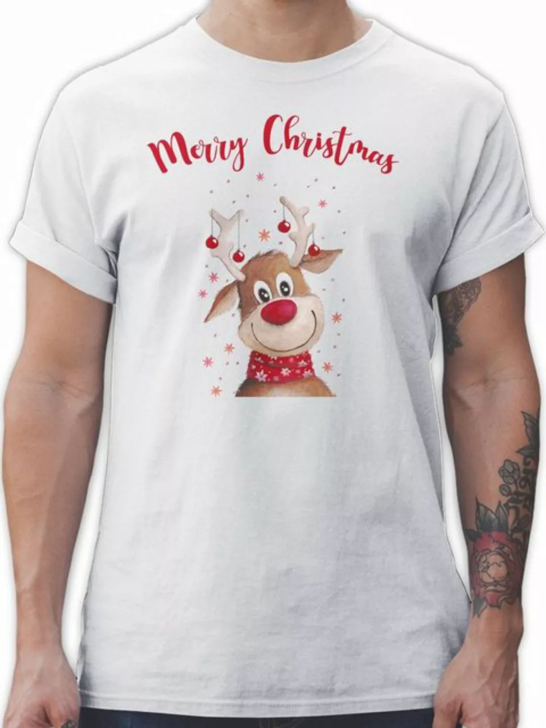 Shirtracer T-Shirt Merry Christmas Rentier I Elch Weihachten Kleidung günstig online kaufen