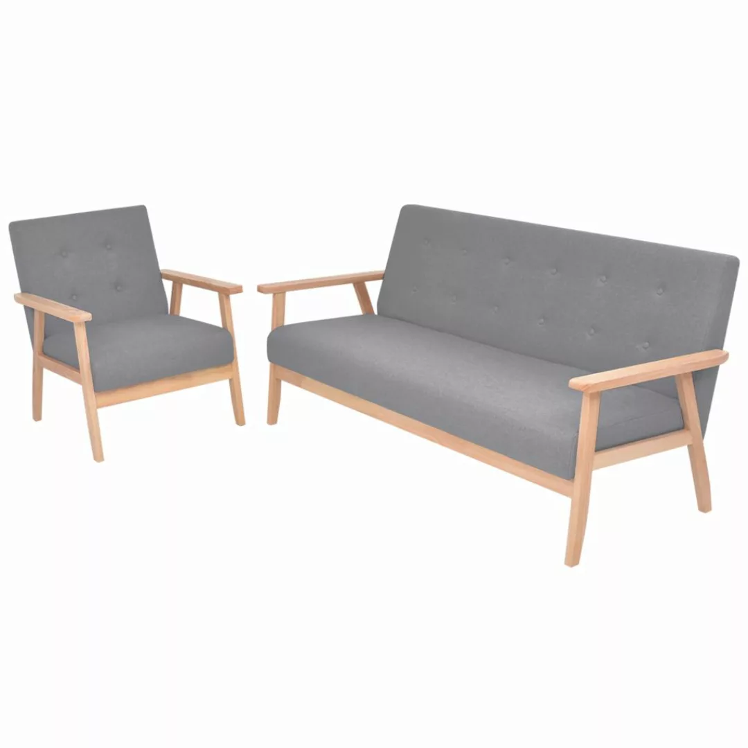Sofa-set 2-tlg. Stoff Hellgrau günstig online kaufen
