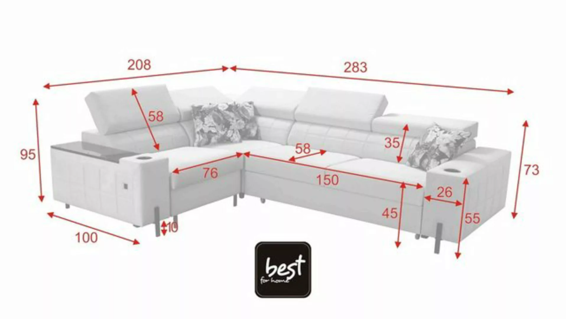 Best for Home Ecksofa GRACE II mit Schlaffunktion und Bettzeugbehältern, ha günstig online kaufen