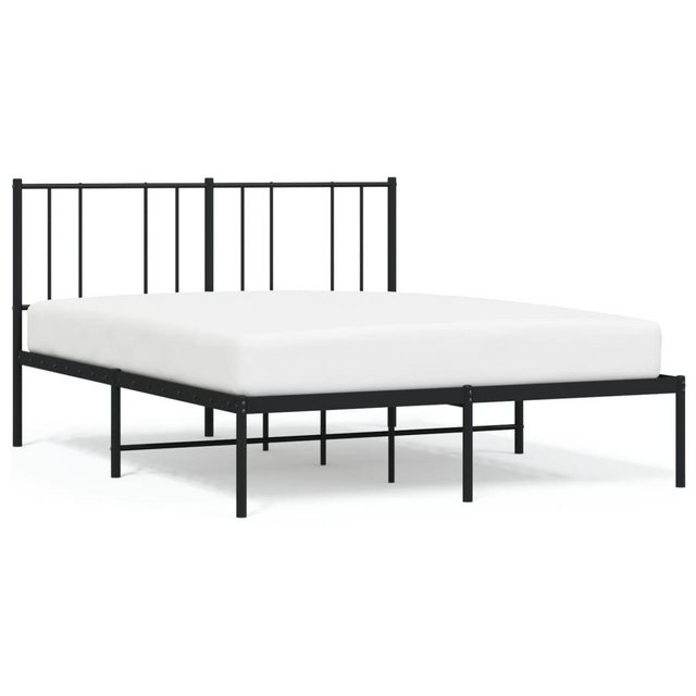 vidaXL Bettgestell, Bettrahmen mit Kopfteil Metall Schwarz 135x190 cm günstig online kaufen