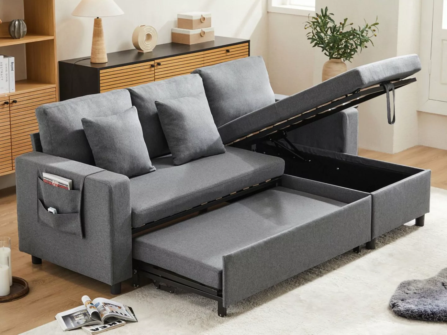 SeedWave Schlafsofa L-förmiges 3-Sitzer Sofa mit Schlaffunktion, Schlafsofa günstig online kaufen