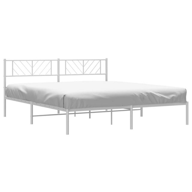 vidaXL Bett Bettgestell mit Kopfteil Metall Weiß 180x200 cm günstig online kaufen