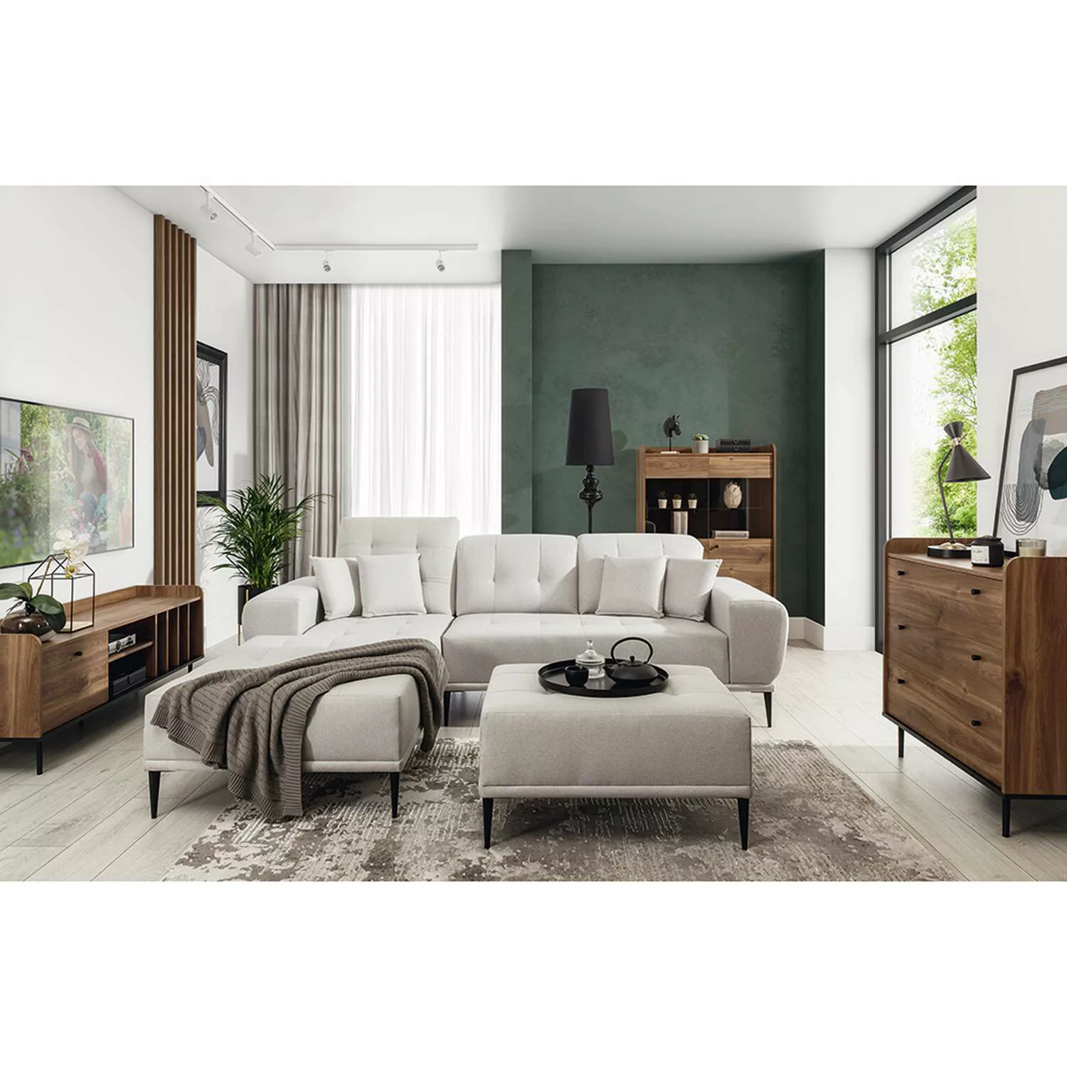 Wohnzimmer Komplettset inkl. Ecksofa VAREDO-132 moderne Möbel im angesagten günstig online kaufen
