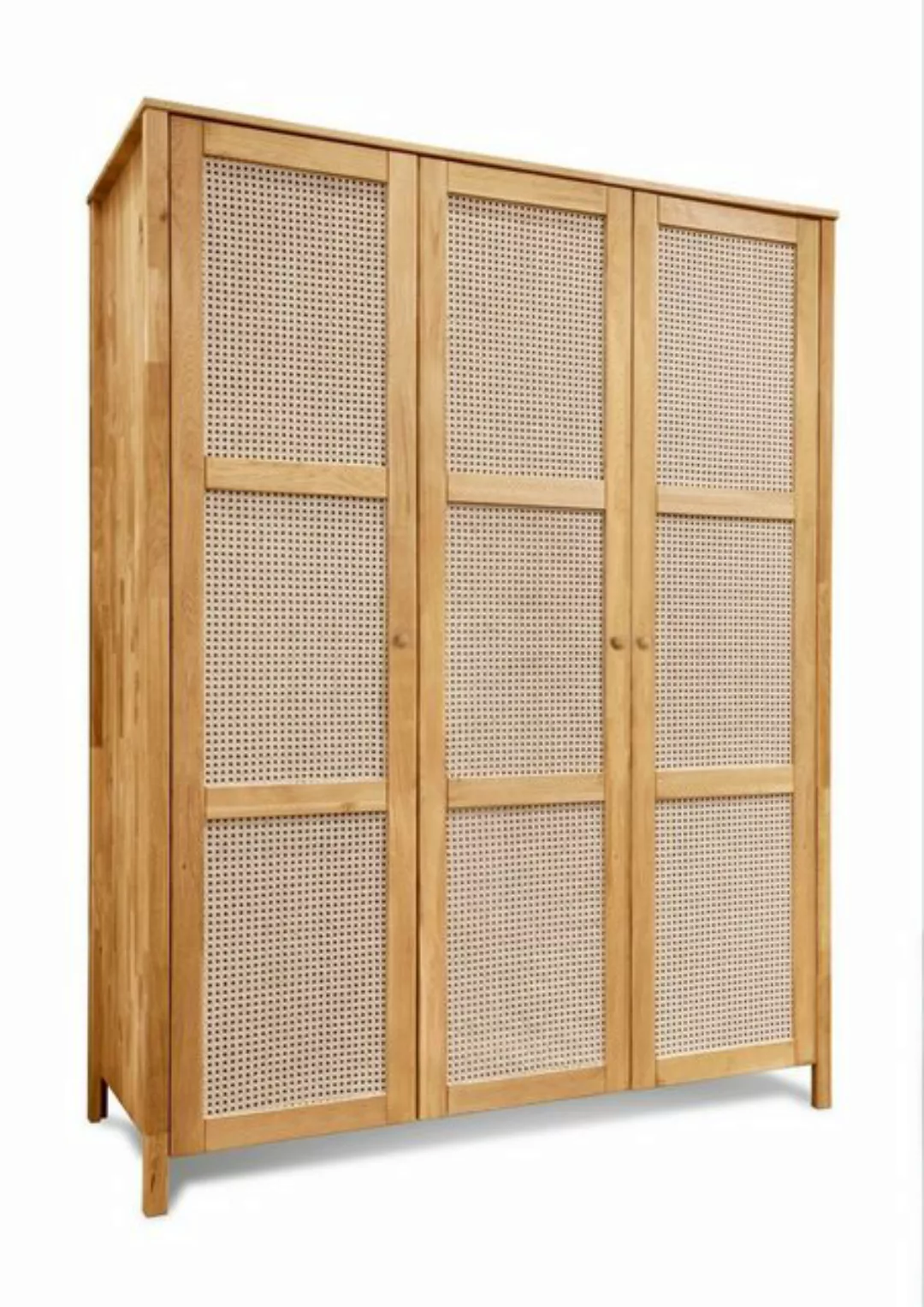 Natur24 Kleiderschrank Schrank Fani 3-Türig 156x61x202 Eiche Massiv Wiener günstig online kaufen