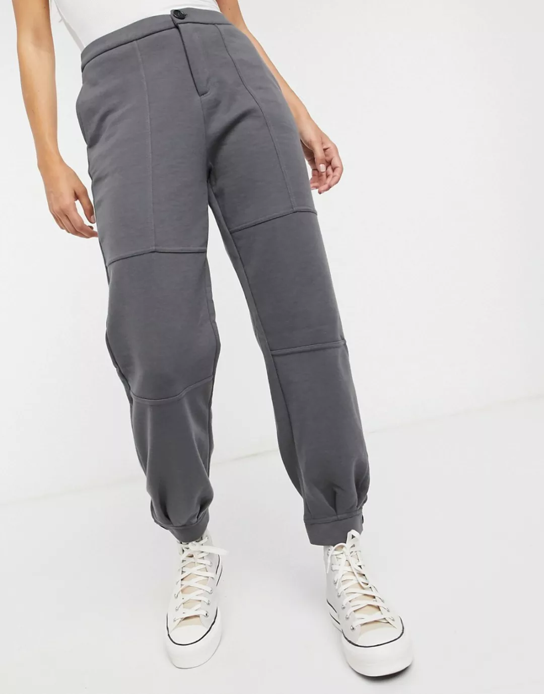 Vero Moda – Graue Jogginghose mit Bündchen, Kombiteil-Schwarz günstig online kaufen