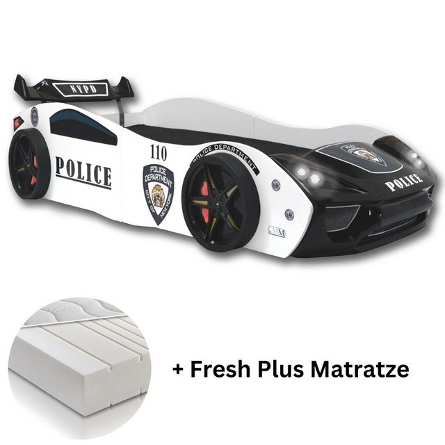 Aileenstore Autobett Police (inkl. Lattenrost LED Licht Matratze und Hecksp günstig online kaufen