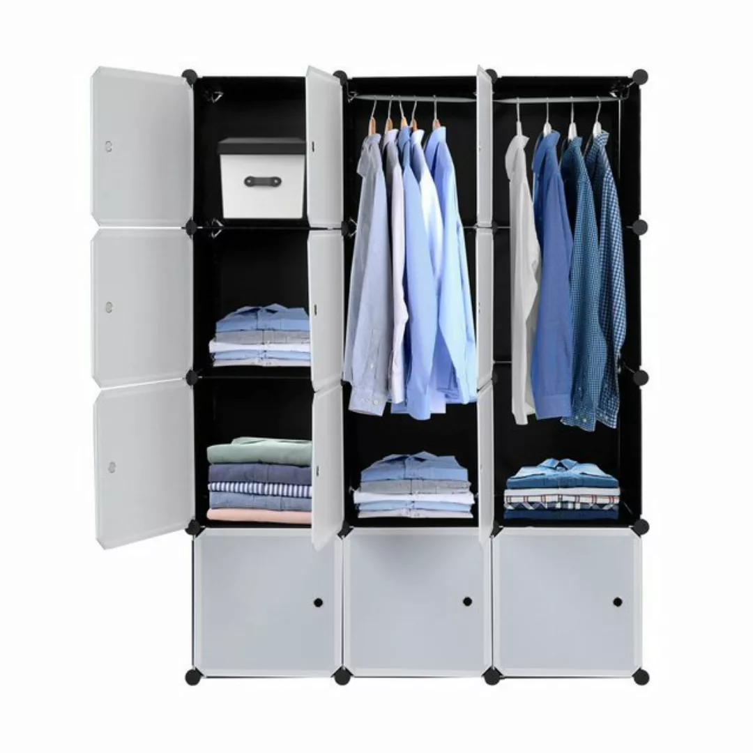 VINGLI Kleiderschrank DIY Regalsystem 12 Würfel, 108x47x142cm, Mit 2 Kleide günstig online kaufen