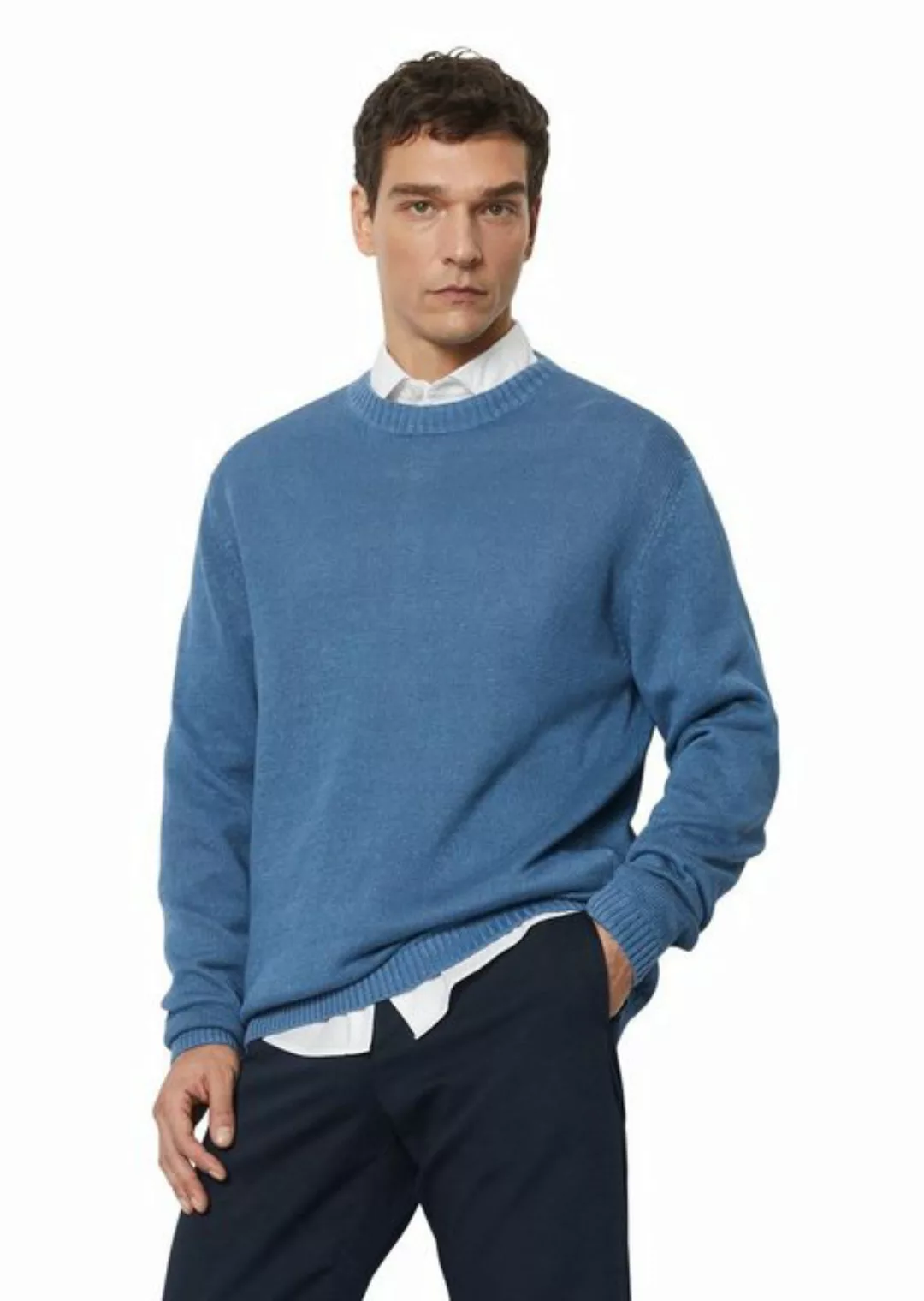 Marc O'Polo V-Ausschnitt-Pullover aus Baumwolle und Leinen günstig online kaufen