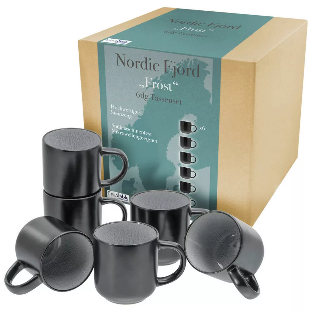 CreaTable Kaffeebecher Nordic Fjord Frost grau Steinzeug günstig online kaufen