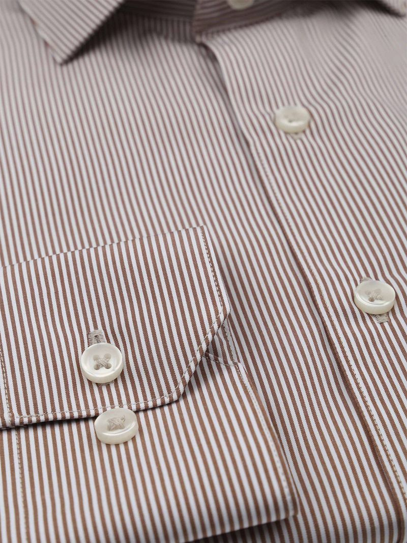 Suitable Twill Hemd Extra Long Sleeves Streifen Braun - Größe 42 günstig online kaufen