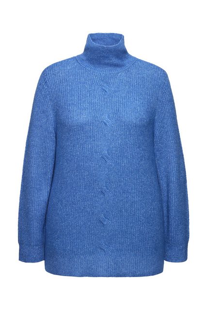 Ulla Popken Strickpullover Pullover Zopfmuster Stehkragen Langarm günstig online kaufen