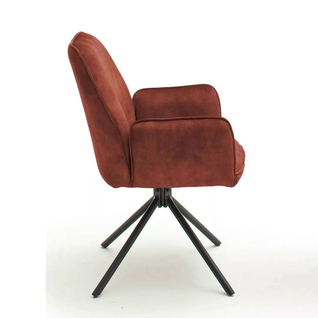 Drehbare Armlehnenstühle in Rostfarben Metallgestell schwarz (2er Set) günstig online kaufen