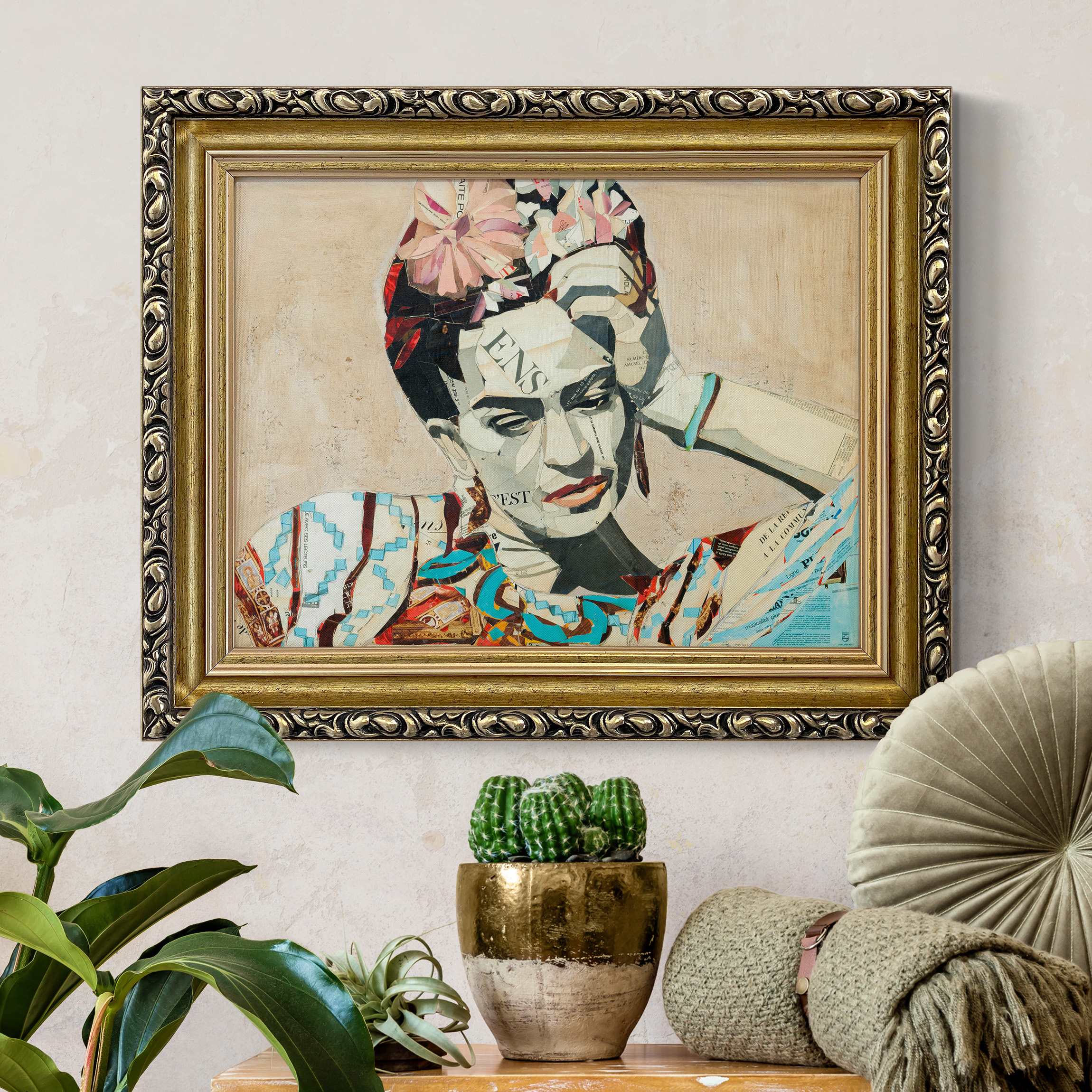 Gerahmtes Leinwandbild Frida Kahlo - Collage No.1 günstig online kaufen