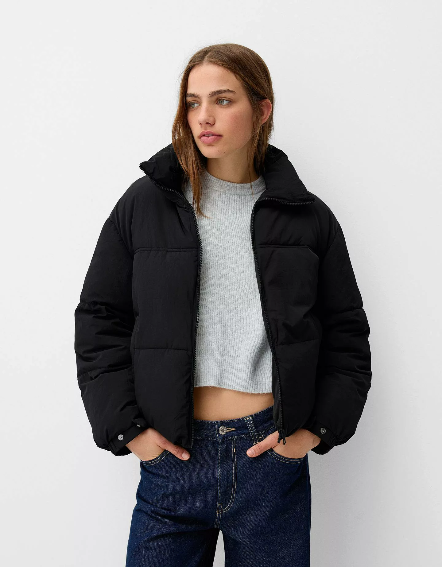 Bershka Puffjacke Damen L Schwarz günstig online kaufen