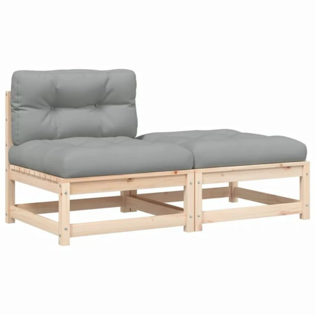 vidaXL Sofa, Gartensofa ohne Armlehnen mit Kissen und Hocker günstig online kaufen