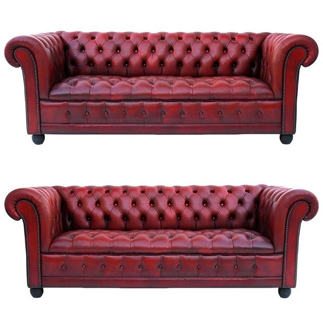 Xlmoebel Sofa Sofa-Set Chesterfield 3+3 Sitzer Polstermöbel Ledercouch Klas günstig online kaufen