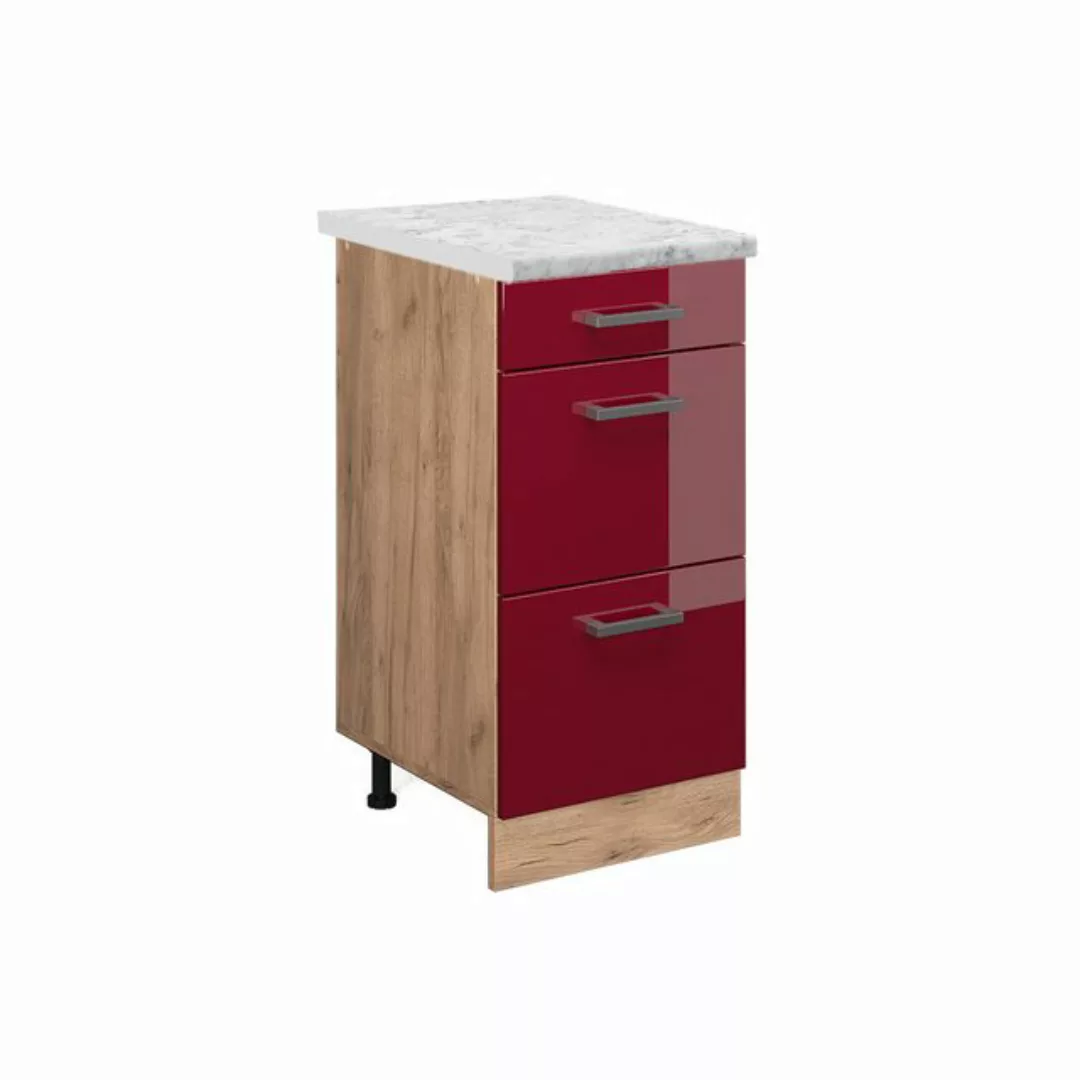 Vicco Unterschrank R-Line, Bordeaux Hochglanz/Anthrazit, 60 cm AP Marmor günstig online kaufen