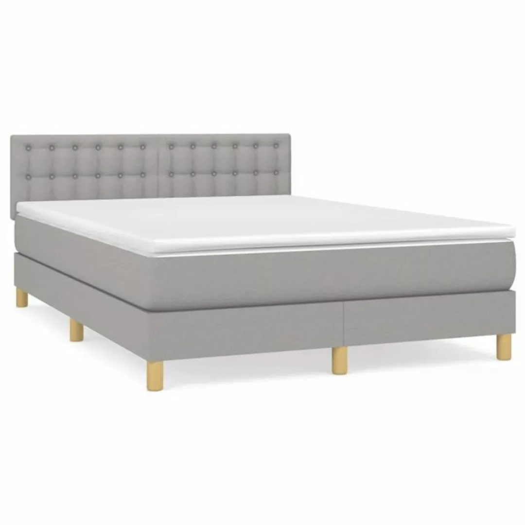 vidaXL Bettgestell Boxspringbett mit Matratze Hellgrau 140x200 cm Stoff Bet günstig online kaufen