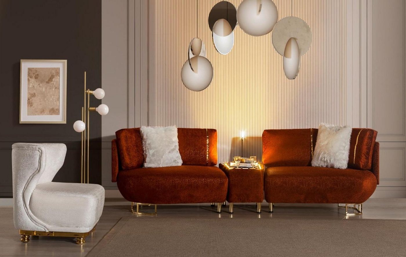 Xlmoebel Sofa Designer Wohnzimmermöbel - Luxuriöses 3-Sitzer-Sofa mit Tisch günstig online kaufen