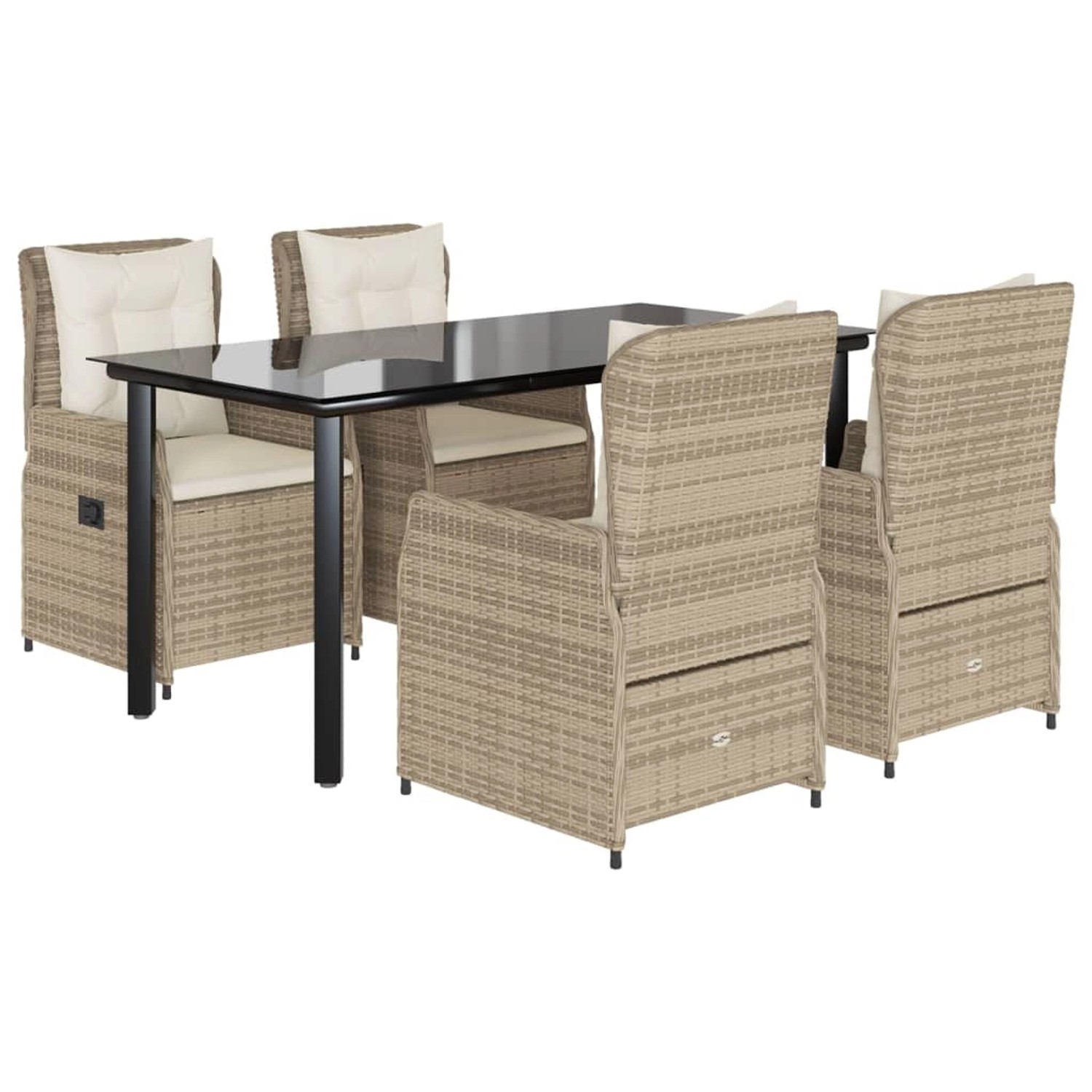 vidaXL 5-Tlg Garten-Essgruppe mit Kissen Beige Poly Rattan 3262892 günstig online kaufen