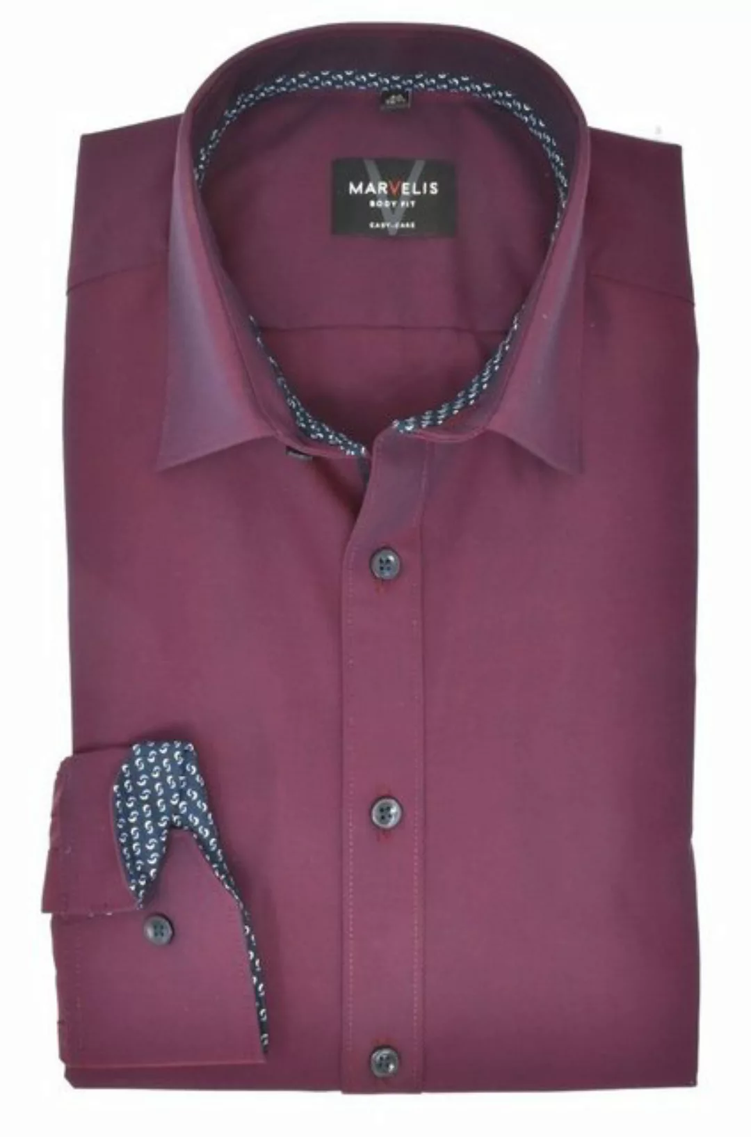 MARVELIS Businesshemd Businesshemd - Body Fit - Langarm - Einfarbig - Borde günstig online kaufen