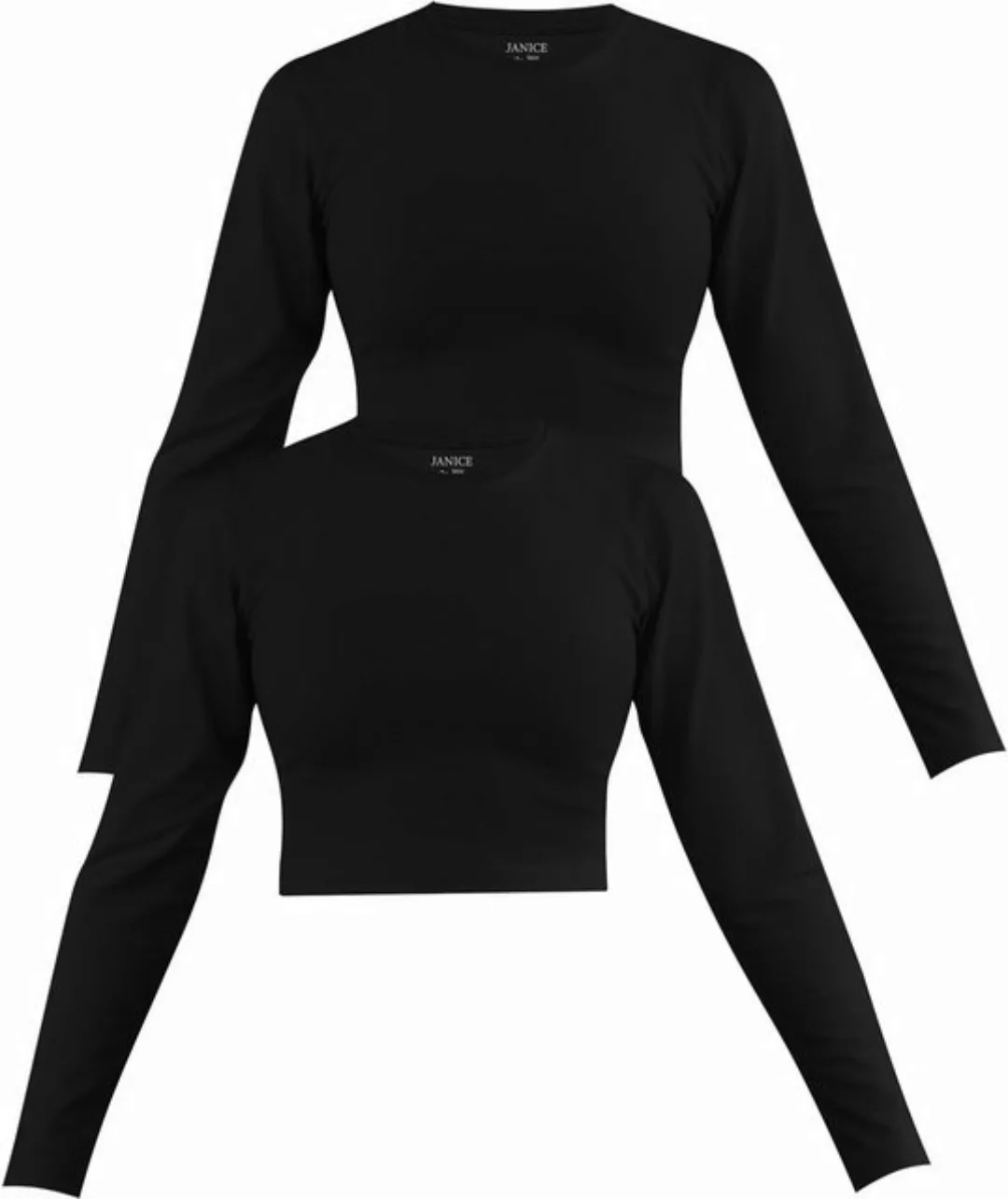 Janice Langarmshirt 2 x Damen crop Langarmshirt hochgeschlossen Noia Figurb günstig online kaufen