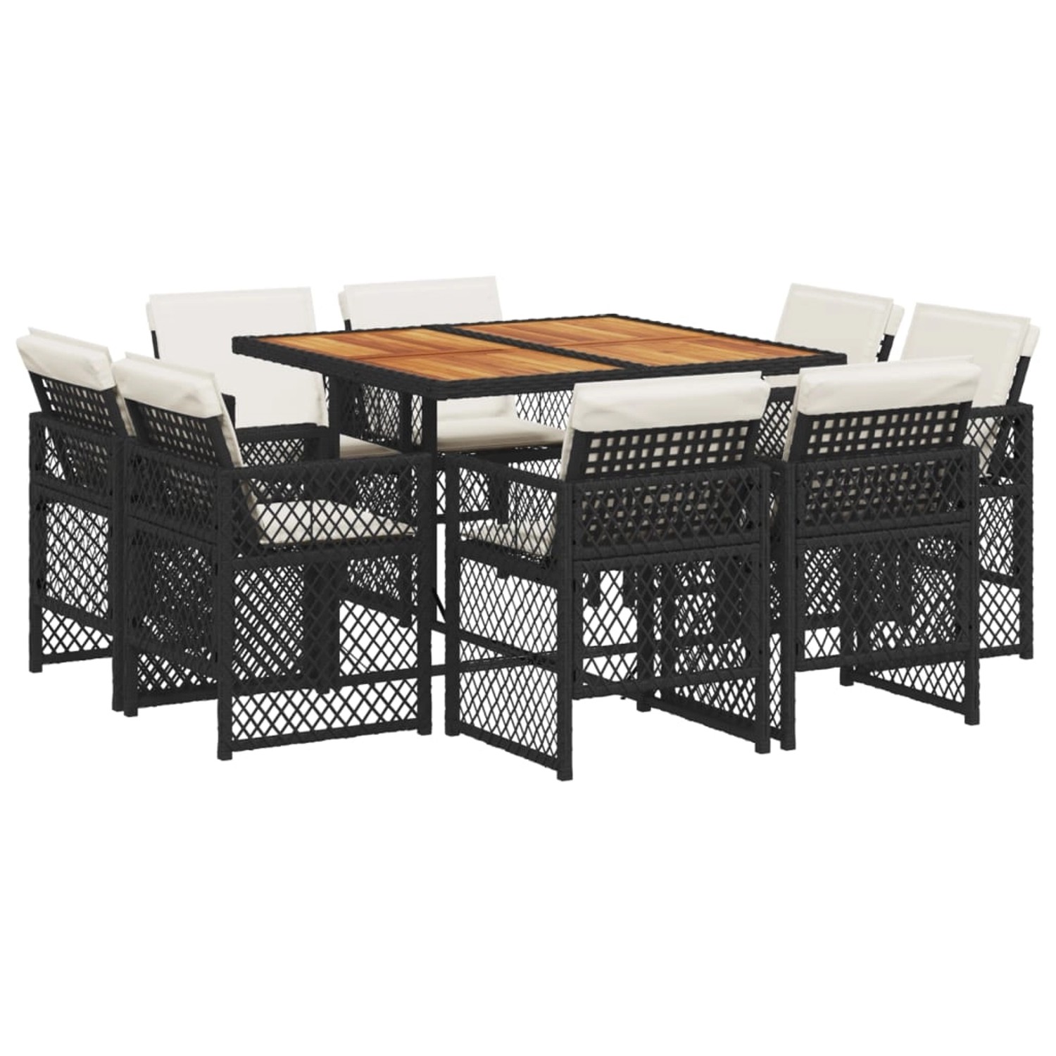 vidaXL 9-Tlg Garten-Essgruppe mit Kissen Schwarz Poly Rattan 3210843 günstig online kaufen
