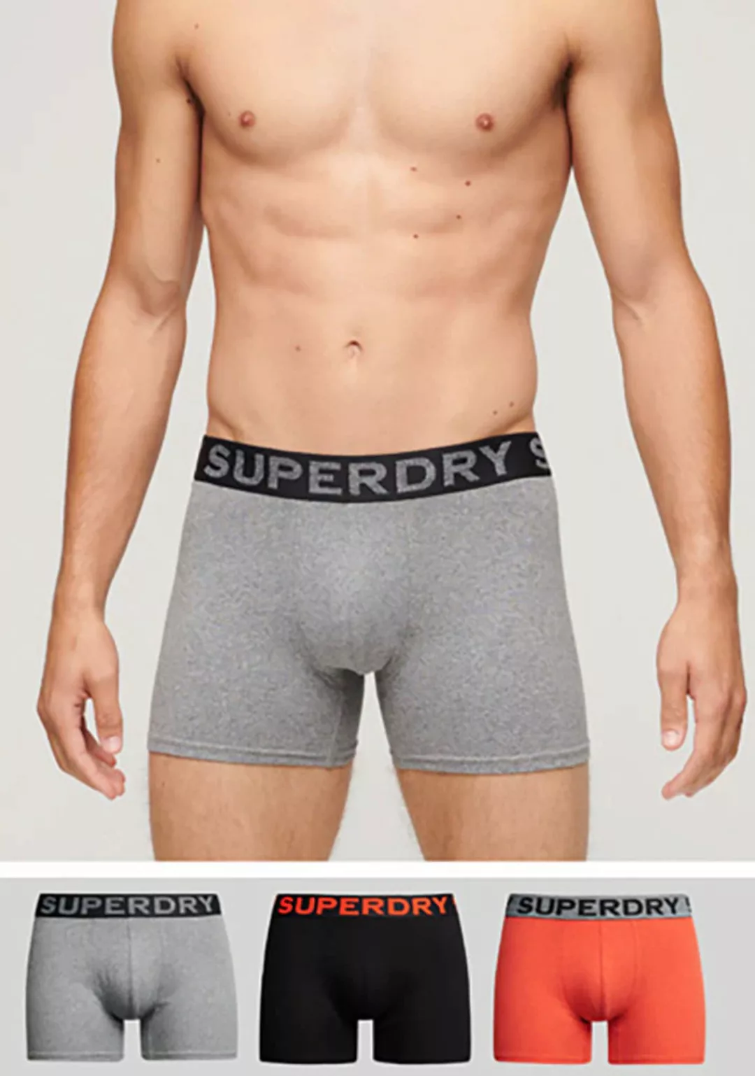 Superdry 3-er Set Boxer Briefs Schwarz, Orange & Grau günstig online kaufen