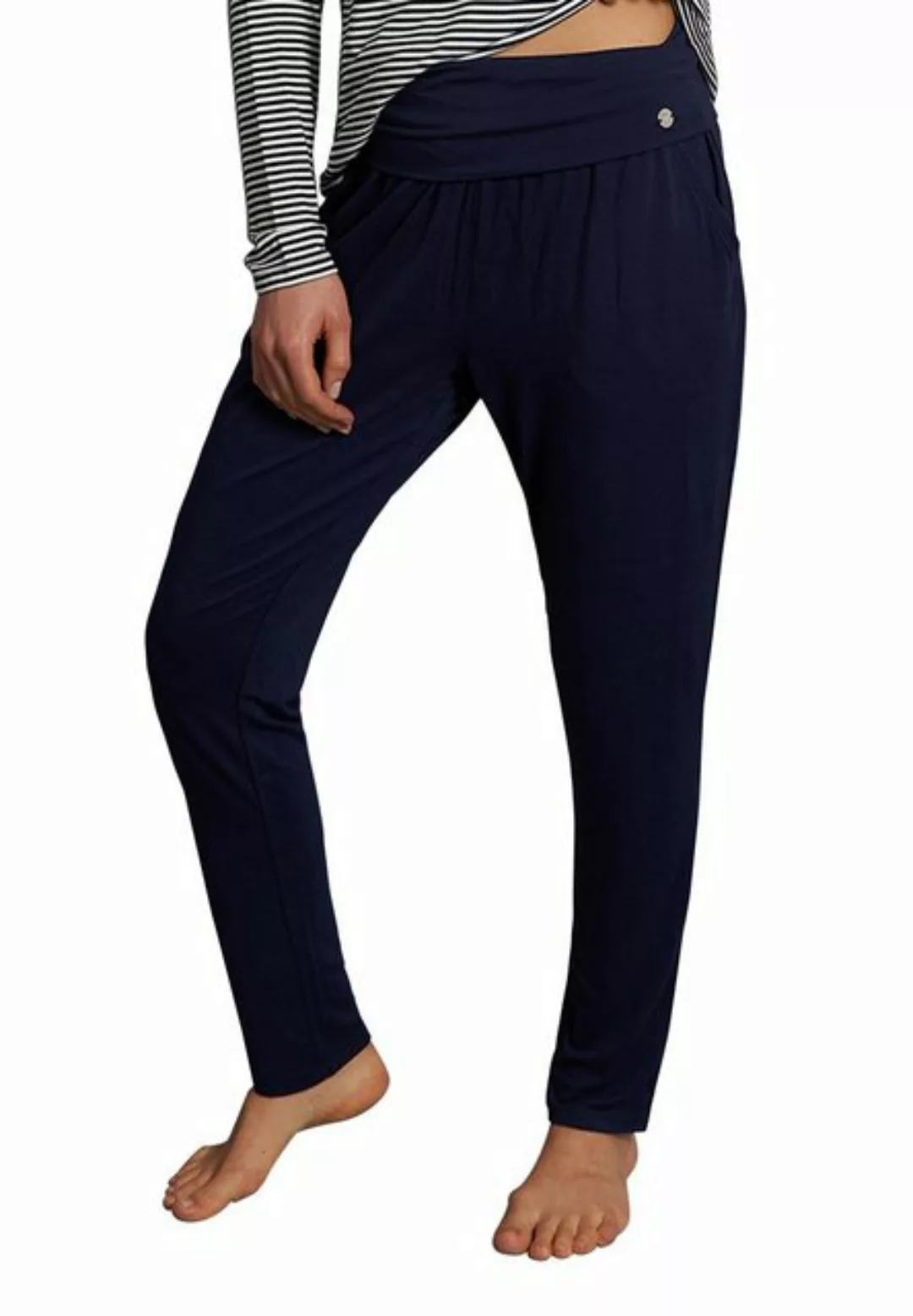 TOM TAILOR Schlafhose TOM TAILOR Damen Lange-Hose blau uni (1-tlg) günstig online kaufen