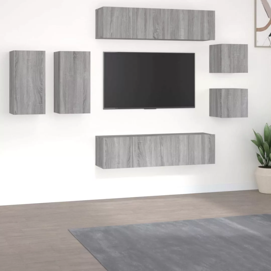 Vidaxl 8-tlg. Tv-schrank-set Grau Sonoma Holzwerkstoff günstig online kaufen