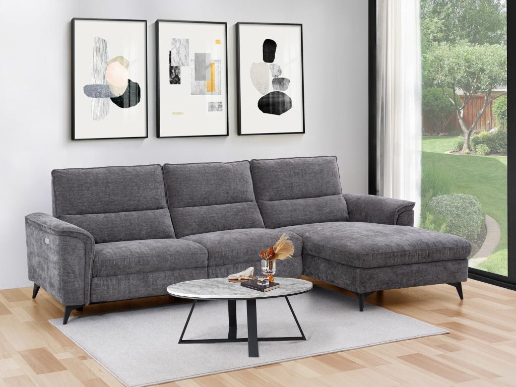 Eckrelaxsofa elektrisch - Ecke rechts - Stoff - Anthrazit - TELTI günstig online kaufen