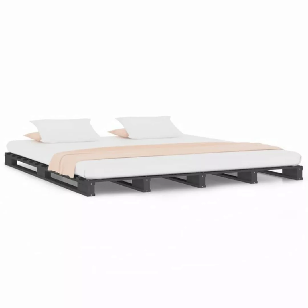 furnicato Bett Palettenbett Grau 150x200 cm Massivholz günstig online kaufen