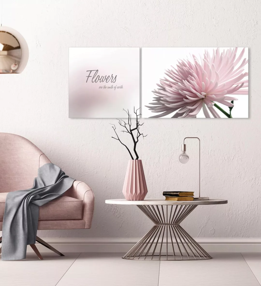 queence Leinwandbild "Flowers", (Set), 2er-Set, Leinwand, Sprüche, Set günstig online kaufen