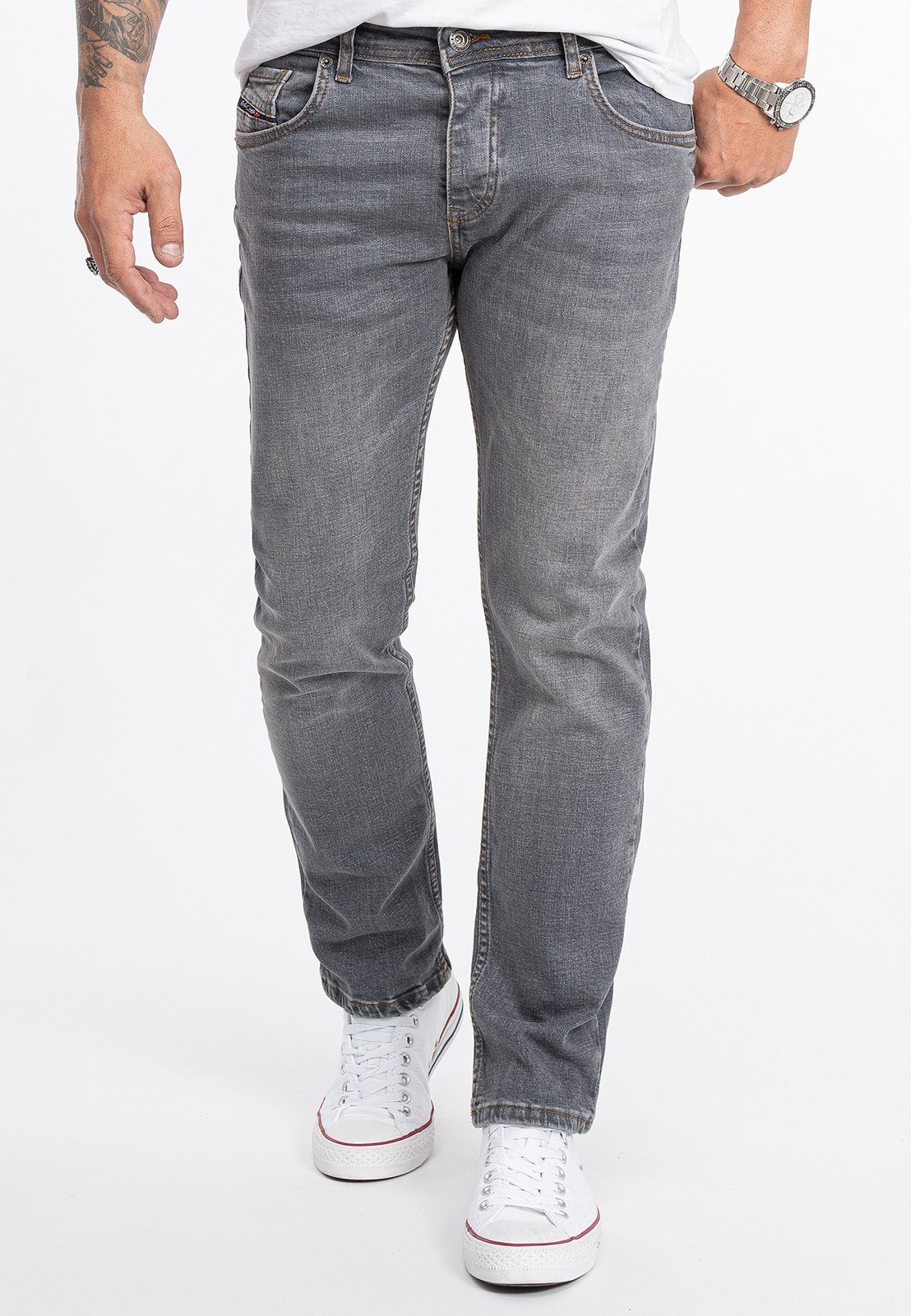 Rock Creek Regular-fit-Jeans Herren Jeans Stonewashed günstig online kaufen