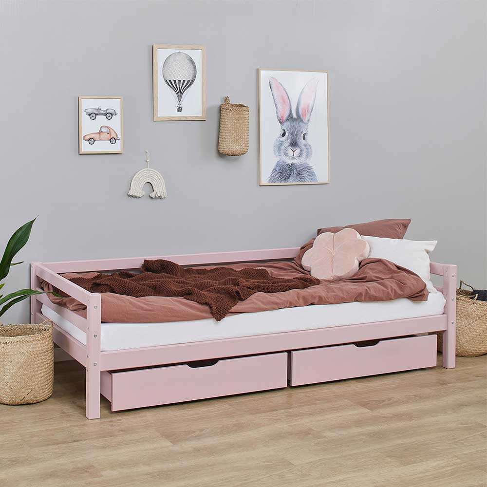 Kinderzimmerbett Kinder Einzelbett aus Kiefer Massivholz 208 cm tief günstig online kaufen