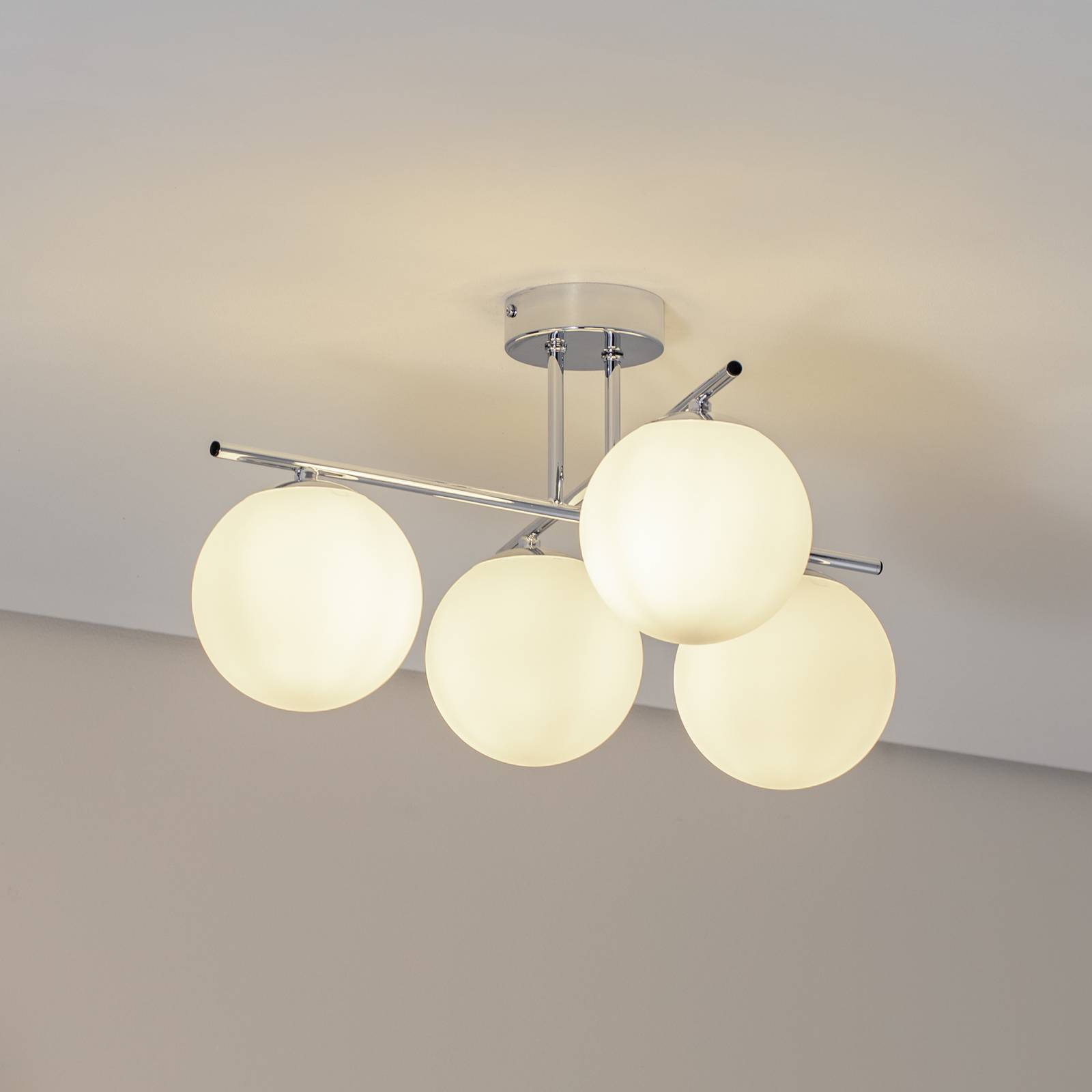 Deckenleuchte Aurora, chrom, Ø 50 cm, 4-flammig, Glas, E14 günstig online kaufen