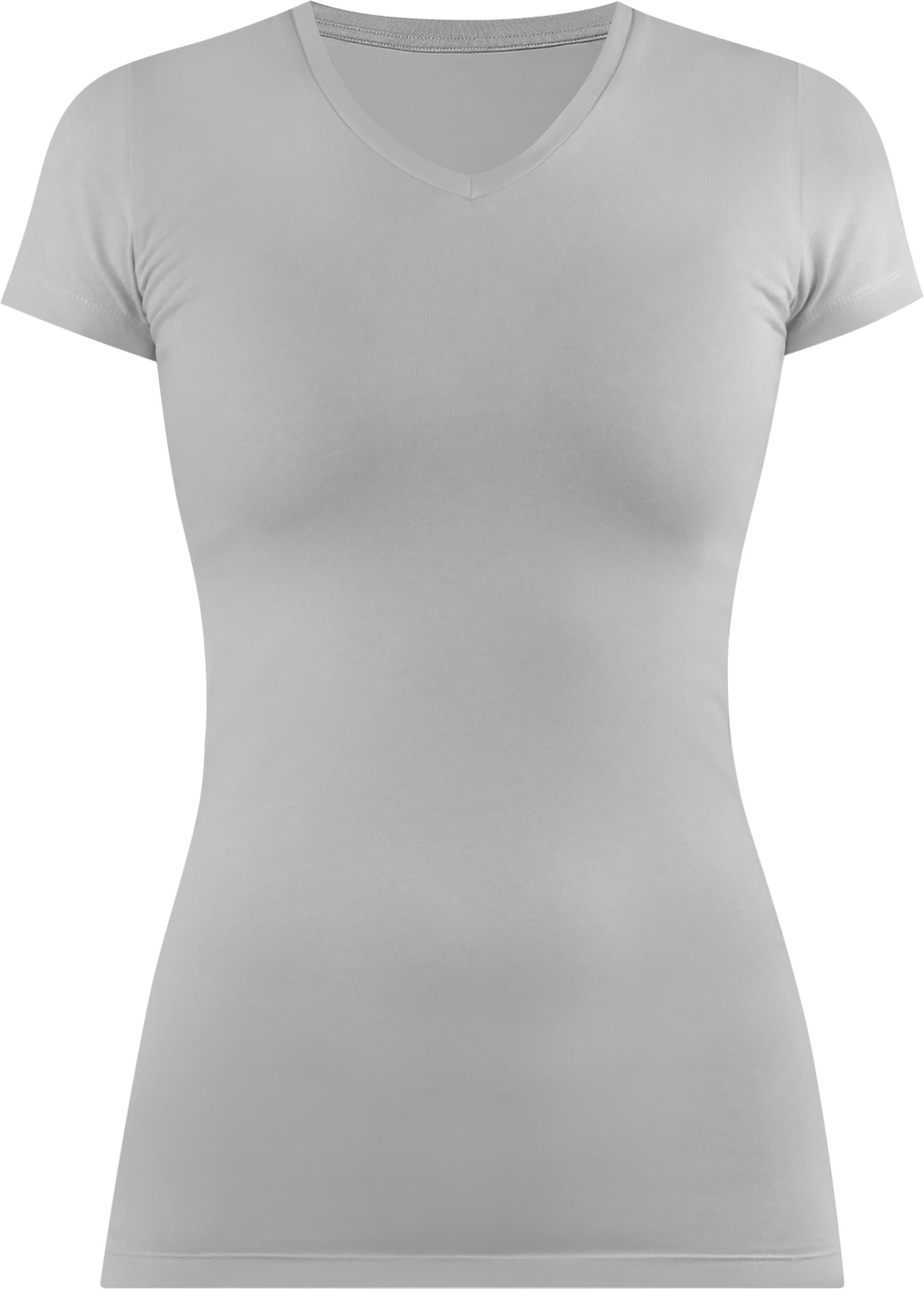 normani Kurzarmshirt Figurbetontes T-Shirt mit V-Ausschnitt günstig online kaufen
