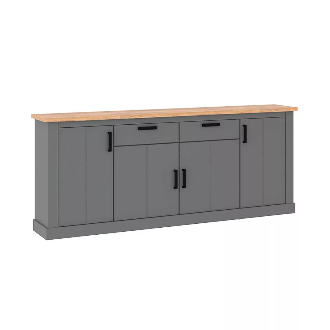 Sideboard 200cm, anthrazit mit Eiche, PADBORG-129 günstig online kaufen